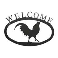 Rooster Black Metal Welcome Sign Small