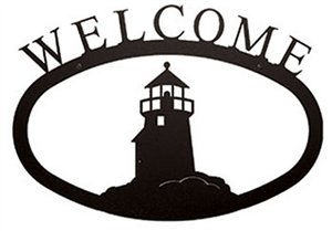 Lighthouse Black Metal Welcome Sign Large