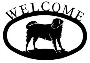 Dog Black Metal Welcome Sign Large