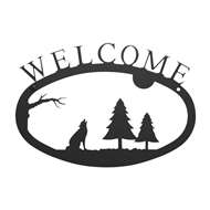 Timber Wolf Black Metal Welcome Sign Small