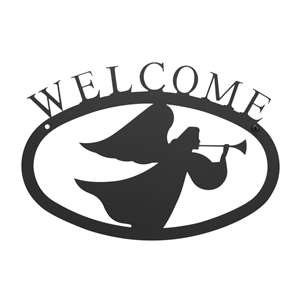 Angel Black Metal Welcome Sign -Small