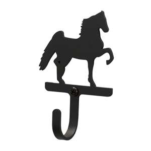 Saddlebred Horse Black Metal Wall Hook -Small