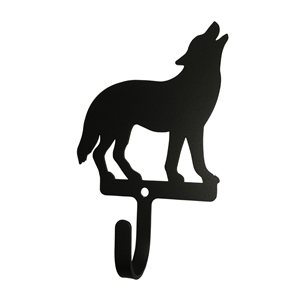Howling Standing Wolf Black Metal Wall Hook -Small