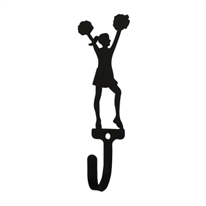 Cheerleader - Woman's / Girl's Black Metal Wall Hook -Small
