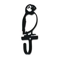 Puffin Bird Black Metal Wall Hook -Small