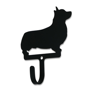 Corgi Dog Black Metal Wall Hook -Small