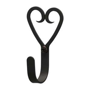 Open Heart Black Metal Wall Hook -Small