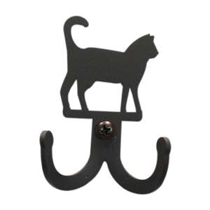 Cat Black Metal Double Wall Hook