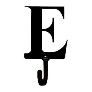 Letter E Black Metal Wall Hook -Small