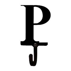 Letter P Black Metal Wall Hook -Small