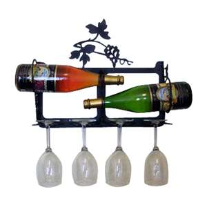 Grapevine 2-Bottle Rack - Black-Wall Mount Style