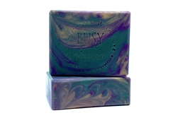 vegan soap for sensitive skin with unisex fragrance and mardi gras colors