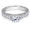 Brilliant Morning Star Hand Engraved MicropavÃ© Diamond Engagement Ring F-G VS1-VS2