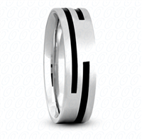 Fancy Carved Wedding Ring in White Gold 7 mm Satin Finish