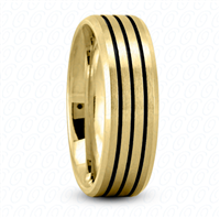 Fancy Carved Wedding Ring in Yellow Gold 7 mm High Polished Finish