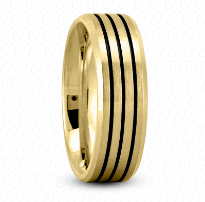 Fancy Carved Wedding Ring in Yellow Gold 7 mm High Polished Finish