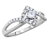 Princess & Round Cut Split-Shank-Twist Diamond Engagement Ring in 14k White Gold 0.42 ct. tw.