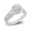 Halo Classic Round Diamond Engagement Ring Split Shank in 14k White Gold 0.96 ct. tw.