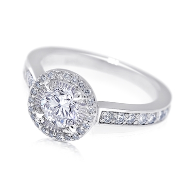 Floating Halo Platinum Bridge Diamond Engagement Ring 1 TCW