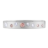 White + Pink Round Diamond Wedding Band Ring in White Gold 18K 0.18 ct. tw.