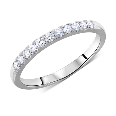 Pave Matching Diamond Wedding Band Anniversary Ring in White Gold 14K 0.22 ct. tw.