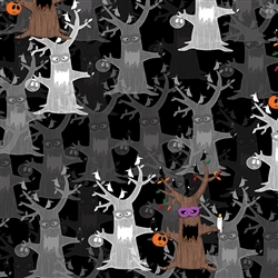 Benartex Boooo Ville Spooky Tree Black 2428-12 Half Yard