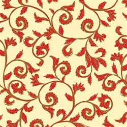 Benartex Noel Scroll Cream/Red 8184M-07 Half yard