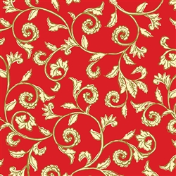 Benartex Noel Scroll Red/Cream 8184M-10 Half yard