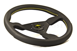 PERSONAL Grinta 350mm Black Leather/Black Spoke/Yellow Thread