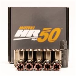 MUTEKI HR50 14X1.50 OPEN END LUG KIT - TITANIUM CHROME / RED RING