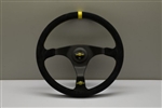 Personal Rally Trophy Steering Wheel 350mm Black Suede / Black Spokes / Yellow Stitch