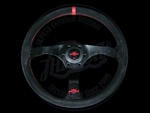 Personal Trophy 350mm Steering Wheel - Black Suede / Black Spokes / Red Stitch