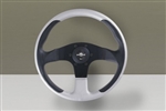 Personal New Racing Steering Wheel 320mm Silver Leather / Black Perforated Leather / Black Spokes