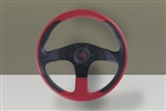 Personal New Racing Steering Wheel 320mm Red Leather / Black Perforated Leather / Black Spokes