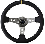 Nrg 350Mm Sport Steering Wheel (3" Deep) - Gun Metal W/ Yellow Center Marking