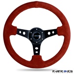 Nrg 350Mm Sport Steering Wheel (3" Deep) - Red Suede W/ Black Stitch