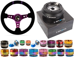 Nrg Quick Release Combo Nrg Limited Edition 350Mm Sport Suede Steering Wheel (3" Deep) Purple W/ Purple Double Center Markings