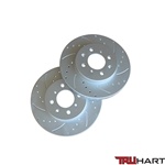 Truhart Front Brake Rotors (Cross-Drilled, Slotted, Cryo Coated) For 90-00 Civic Cx, Dx, Lx, Hx (Excl. Abs)