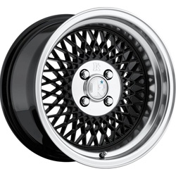 Klutch Sl1 15X8.5 4X100 +17 Black W/ Polished Lip Wheels