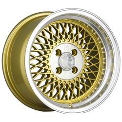 Klutch Sl1 15X8.5 4X100 +17 Gold W/ Polished Lip Wheels