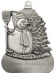 Snowman with Birds Engravable Pewter Ornament