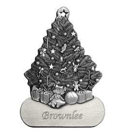 Christmas Tree with Engravable Skirt Pewter Ornament
