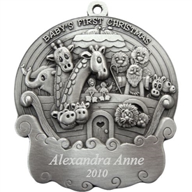 Babys First Christmas Noahs Ark Pewter Ornament