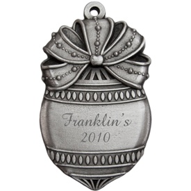 Engravable Pewter Ornate Christmas Ornament