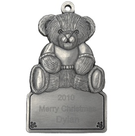 Teddy Bear Engraved Pewter Ornament