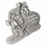 Engravable Santa on Skis Pewter Ornament