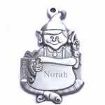 Personalized Elf with List Pewter Ornament