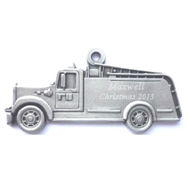 Personalized Fire Truck Pewter Ornament