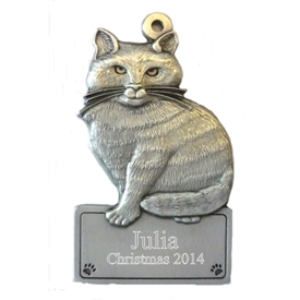 Personalized Cat Pewter Ornament
