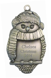 Personalized Pewter Owl Ornament